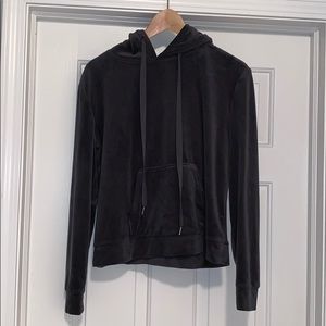 Velvet fuzzy dark gray hoody